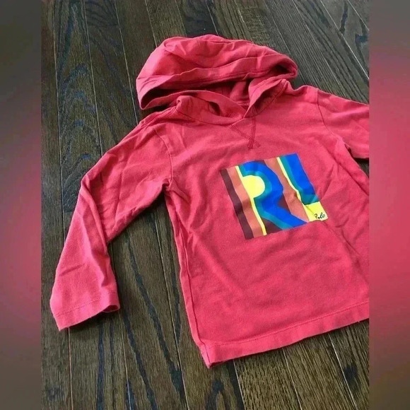 Polo Ralph Lauren Boys 3/3T Red Hooded Long-Sleeve Tee w/Multi-Color Graphic - Picture 2 of 7